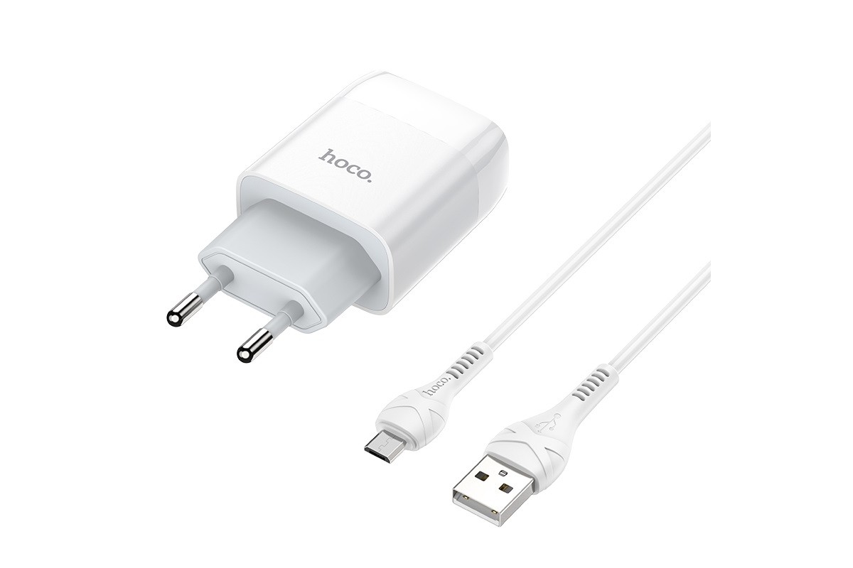 Сетевое зарядное устройство USB + кабель Type-C HOCO C72A Glorious stngle port charger белый