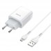 Сетевое зарядное устройство USB + кабель Type-C HOCO C72A Glorious stngle port charger белый