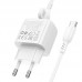 Сетевое зарядное устройство 2USB + кабель Type-C BOROFONE BAS41A Potential (белый)
