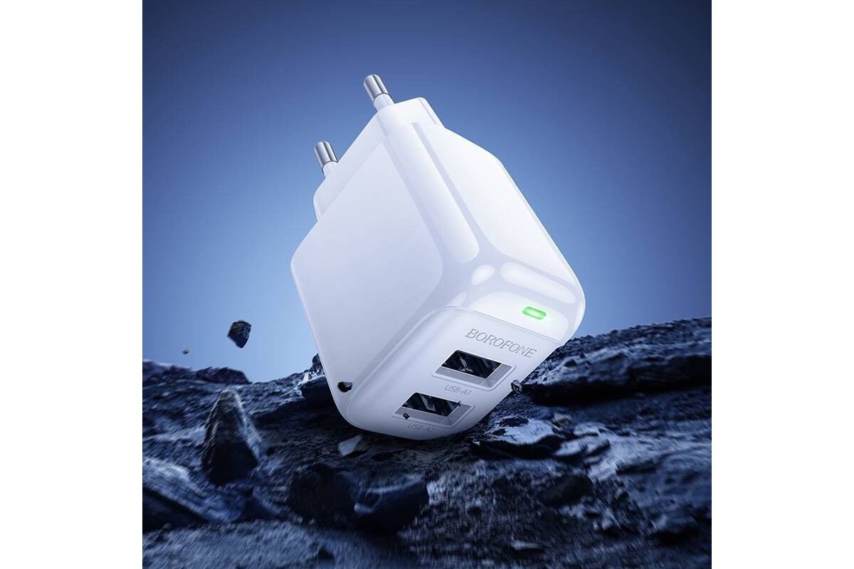 Сетевое зарядное устройство 2USB + кабель Type-C BOROFONE BAS41A Potential (белый)