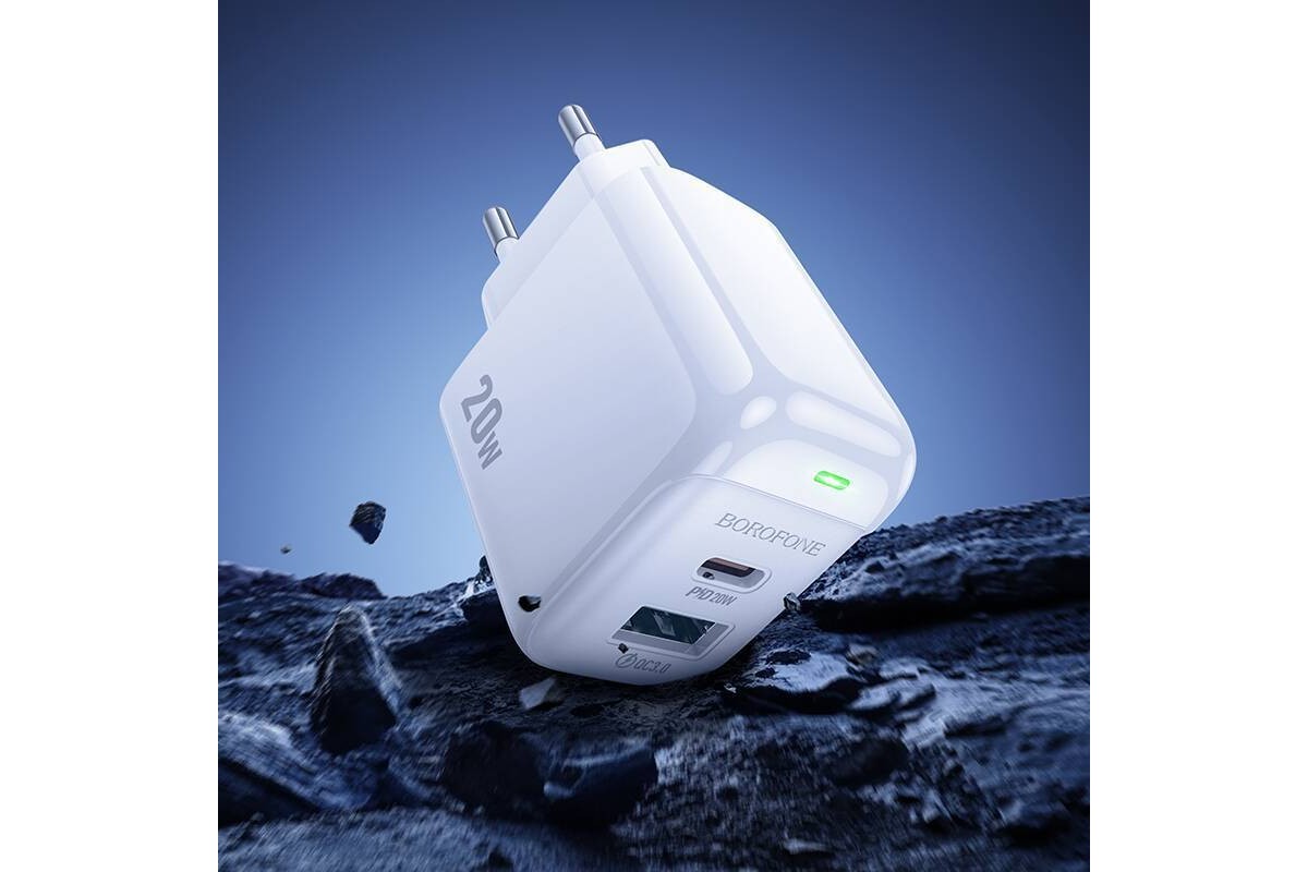 Сетевое зарядное устройство USB + USB-C BOROFONE BAS44A Potential PD20W+QC3.0 (белый)