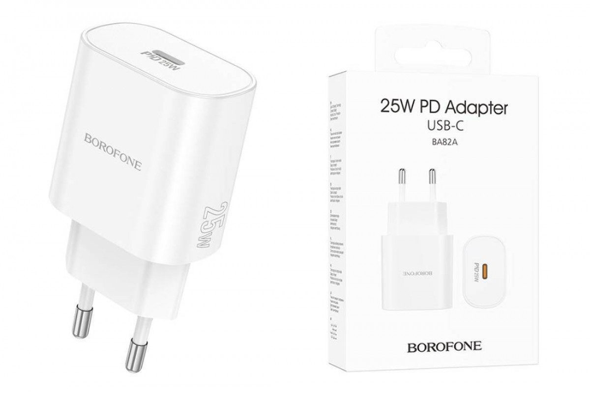 Сетевое зарядное устройство USB-C BOROFONE BA82A Platinum PD 25W (белый)