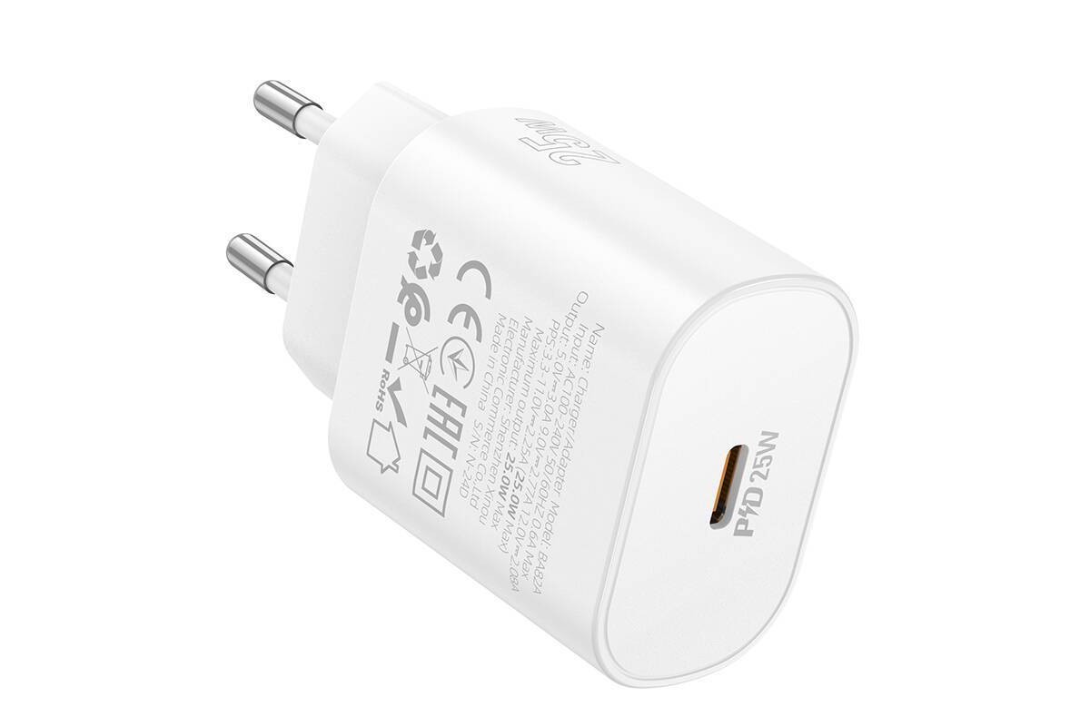 Сетевое зарядное устройство USB-C BOROFONE BA82A Platinum PD 25W (белый)