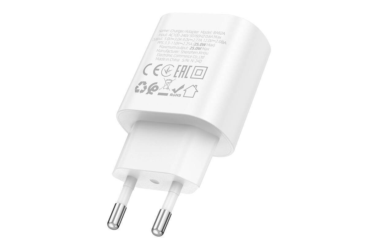 Сетевое зарядное устройство USB-C BOROFONE BA82A Platinum PD 25W (белый)