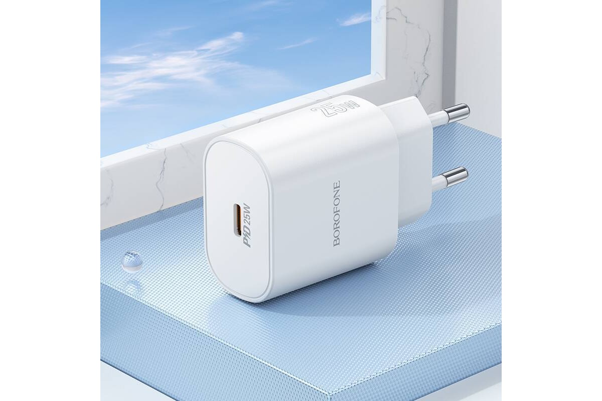 Сетевое зарядное устройство USB-C BOROFONE BA82A Platinum PD 25W (белый)