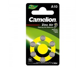 Батарейка часовая для слуховых аппаратов Camelion A10/6BL  ZincAir