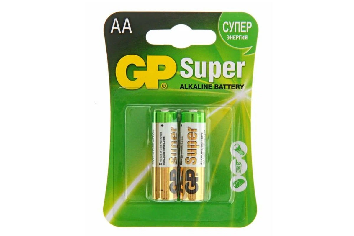 Батарейка алкалиновая GP LR6/2BL Super  (цена за блистер 2 шт)
