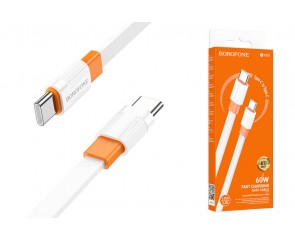 Кабель USB Type-C - USB Type-C BOROFONE BX89, PD60W (бело-оранжевый) 1м
