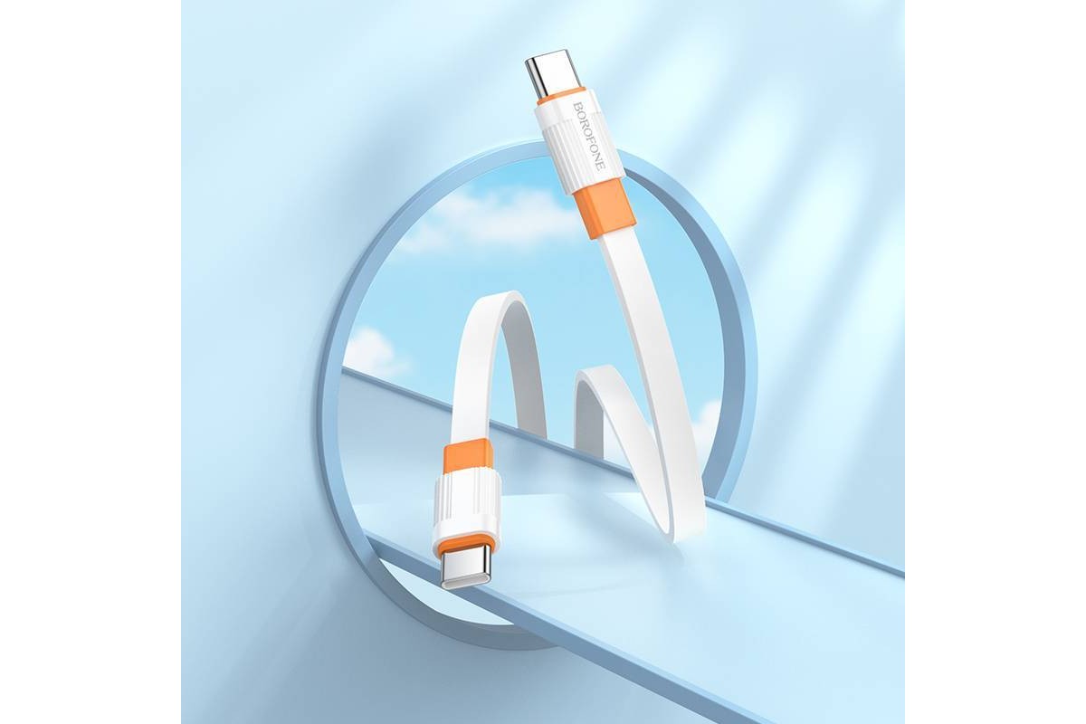 Кабель USB Type-C - USB Type-C BOROFONE BX89, PD60W (бело-оранжевый) 1м
