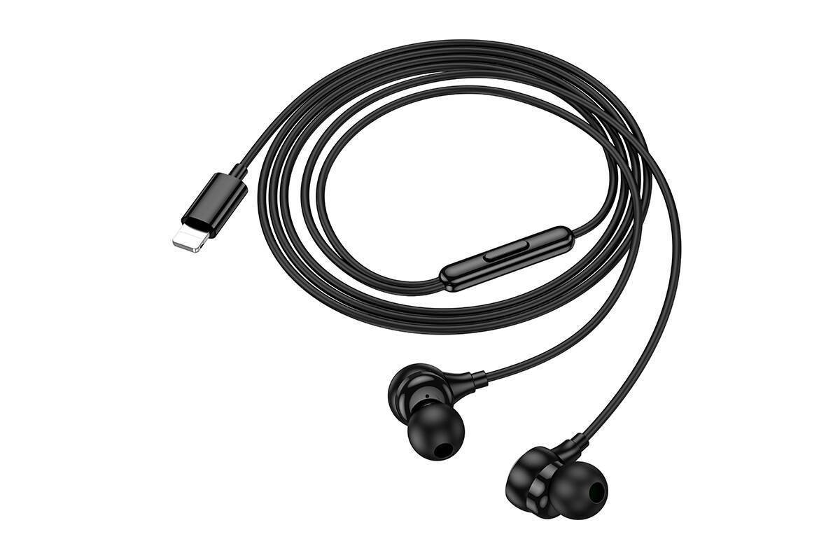 Наушники вакуумные проводные HOCO M116 Benevolent universal digital earphones with microphone штекер Lightning (черный)