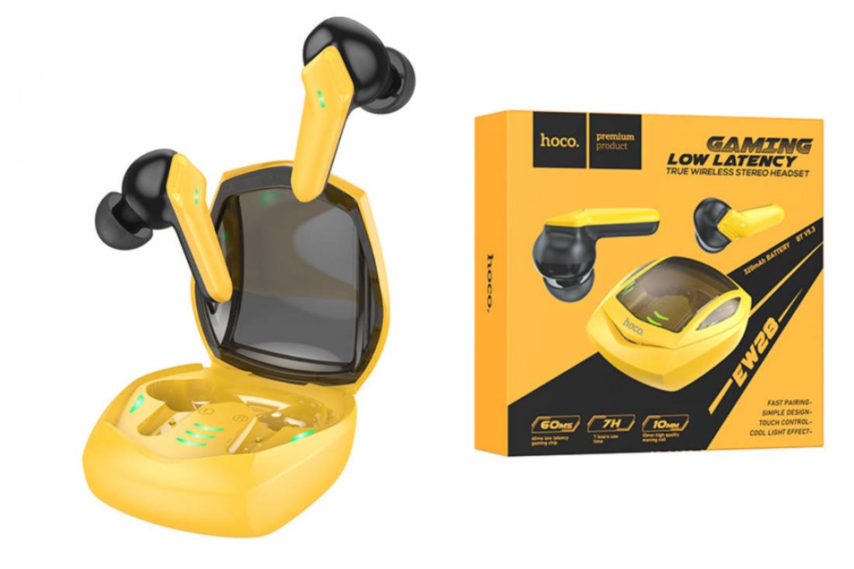 Наушники вакуумные беспроводные HOCO EW28 Magic true wireless BT gaming headset (желтый)
