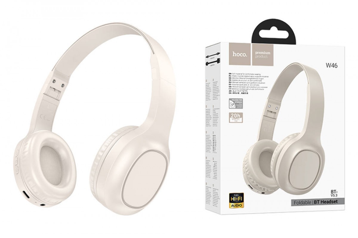 Наушники мониторные беспроводные HOCO W46 wireless headphones Bluetooth (цвет топленое молоко)