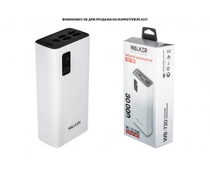Универсальный дополнительный аккумулятор Power Bank Walker WB-730, 30000 mAh, 3A вх/вых, USBx4, microUSB, Type-C, QC 3.0+PD, белое (У)