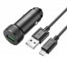 Автомобильное зарядное устройство АЗУ USB + кабель MicroUSB HOCO Z49A Level QC3.0 (черный)