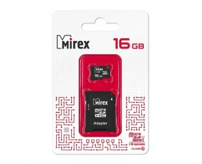 Карта памяти microSDHC MIREX 16 GB UHS-I U1 (class 10) с адаптером (13613-ADSUHS16)