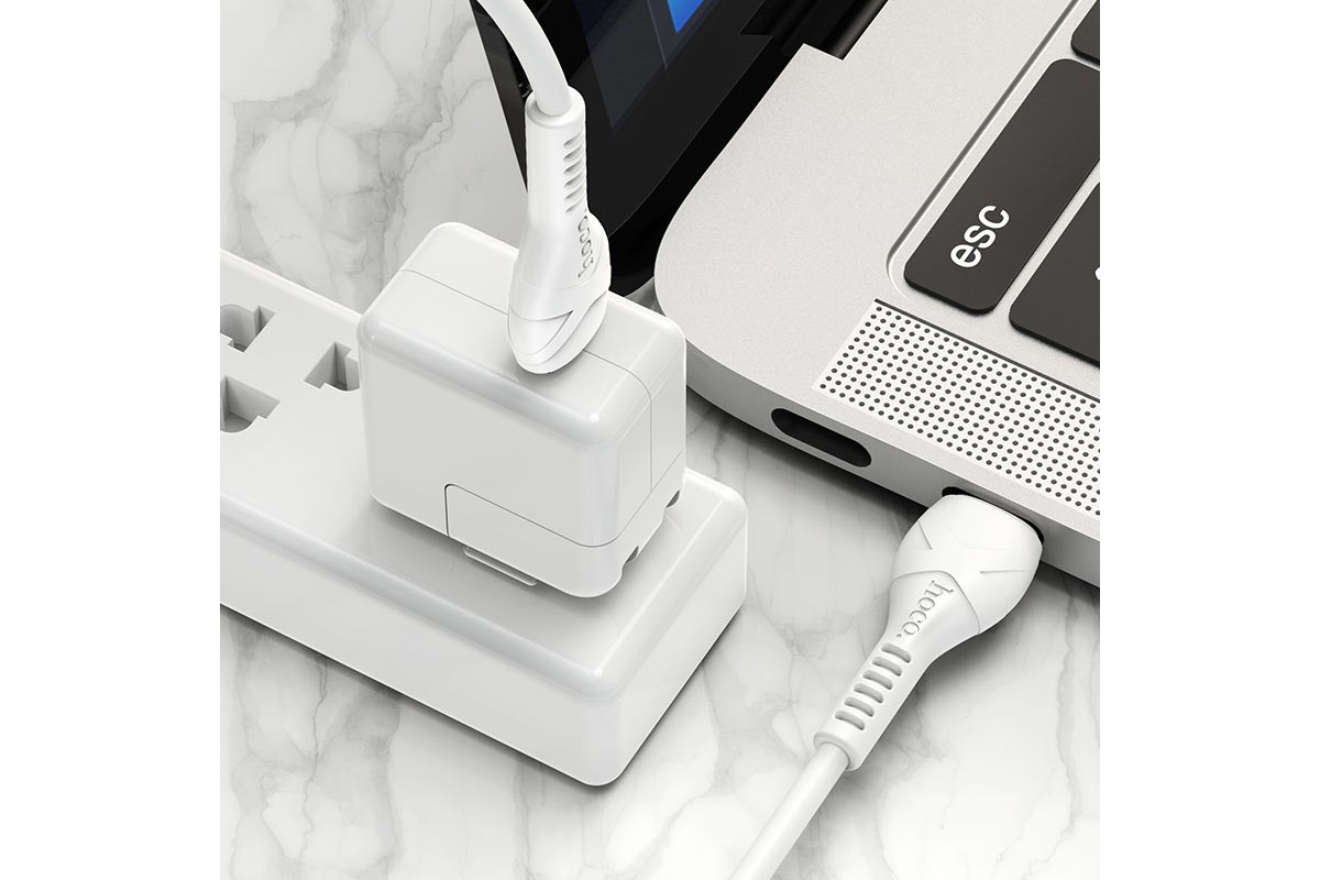 HOCO X55 Trendy PD charging data cable for Type-C to Lightning 1м белый