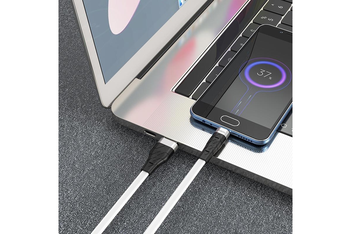 USB D.CABLE micro USB HOCO X53 Angel silicone charging cable for Micro (белый) 1 метр