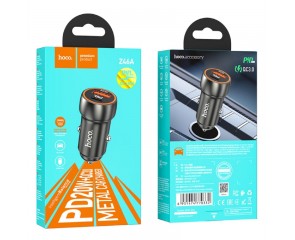 Автомобильное зарядное устройство АЗУ USB + Type-C + кабель Lightning HOCO Z46A Blue whale PD20W+QC3.0 (синий сапфир)