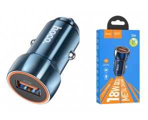 Автомобильное зарядное устройство АЗУ USB + кабель MicroUSB HOCO Z46 Blue shield 3000mAh QC3.0 (синий металлик)
