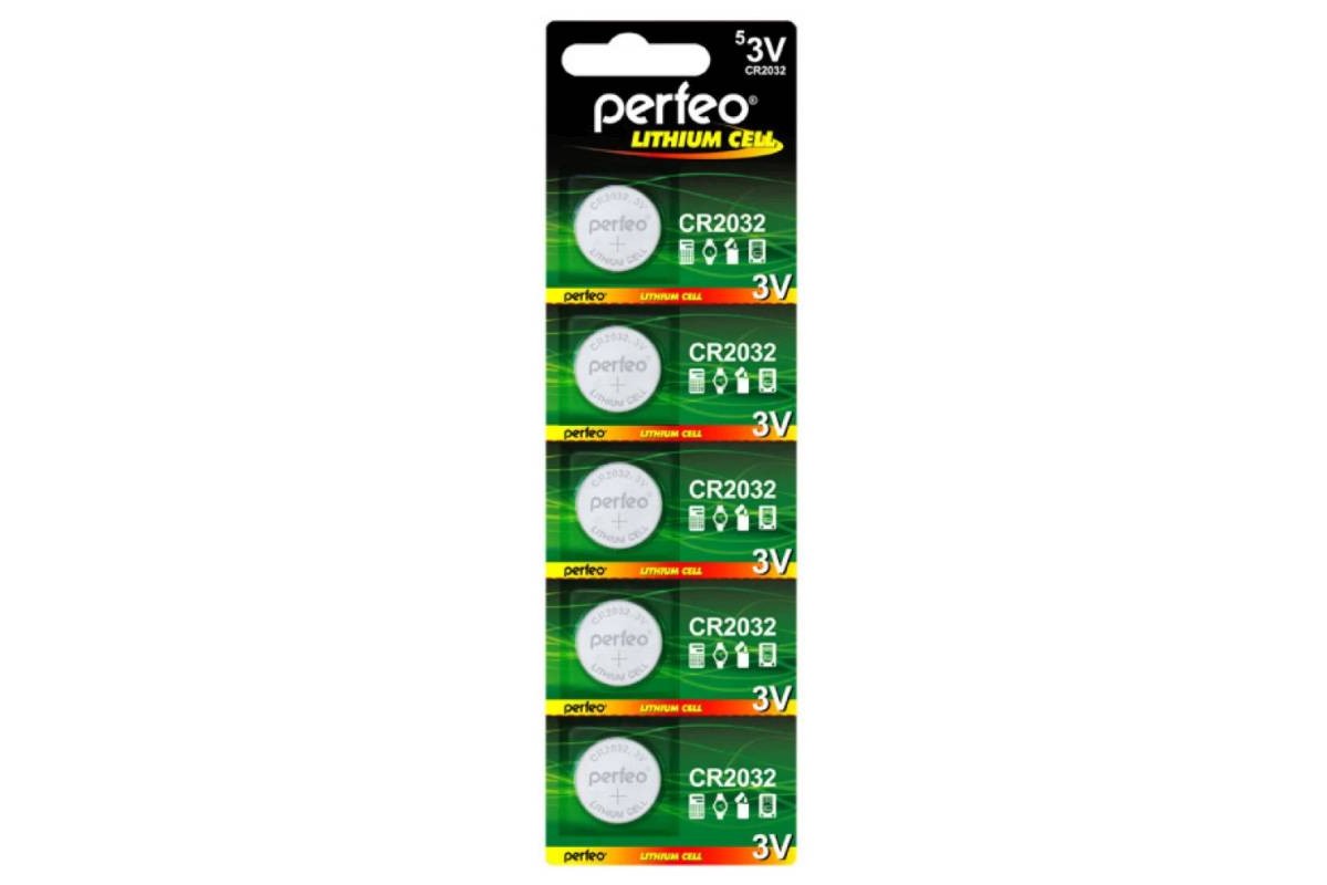 Батарейка литиевая Perfeo CR2032/5BL Lithium Cell (цена за блистер 5 шт)