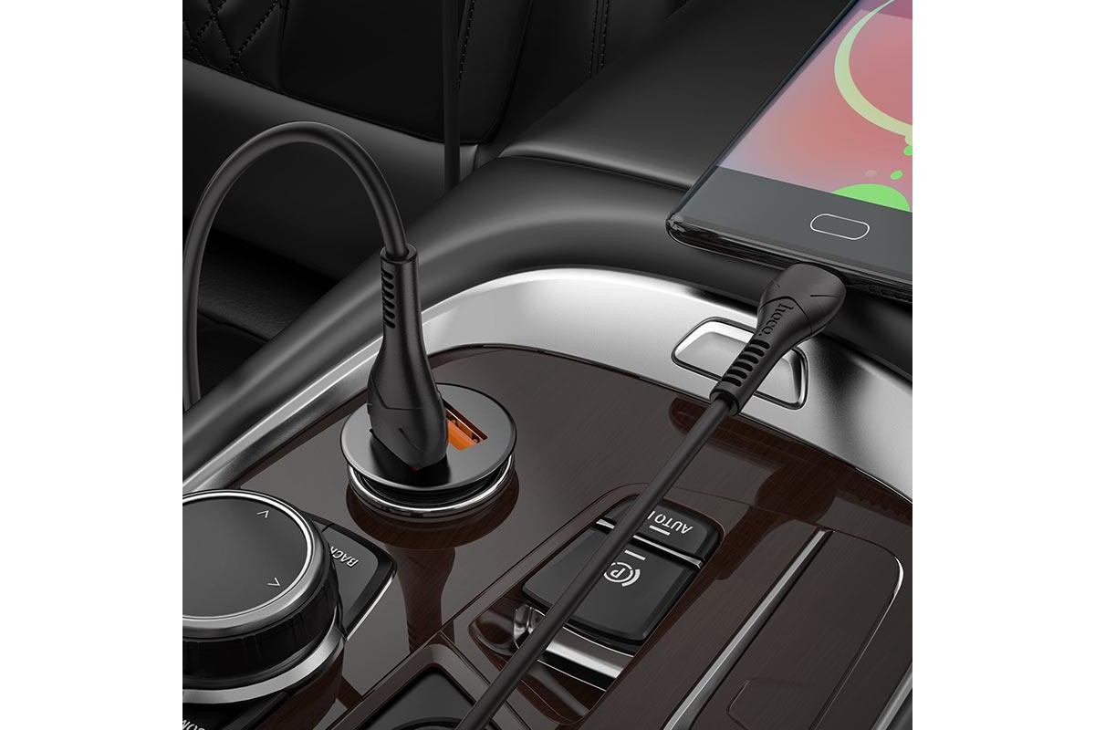 Автомобильное двойное зарядное устройство 2USB HOCO NZ1 + кабель USB -Type-C  36W+QC3.0 черный