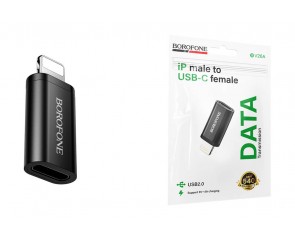 Адаптер USB 2.0 BOROFONE BV26A Lightning 8-pin на Type-C (черный)