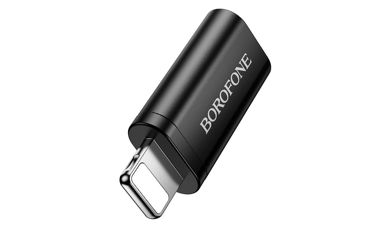 Адаптер USB 2.0 BOROFONE BV26A Lightning 8-pin на Type-C (черный)