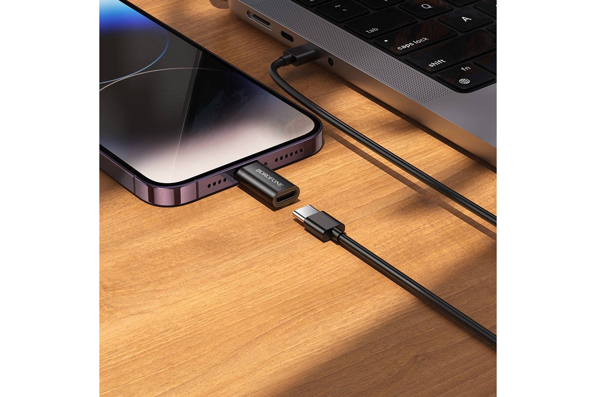 Адаптер USB 2.0 BOROFONE BV26A Lightning 8-pin на Type-C (черный)