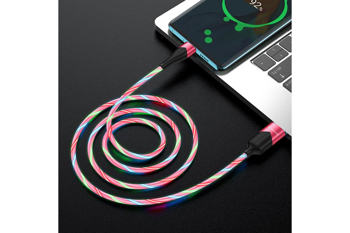 Кабель USB BOROFONE BU19 Streamer charging data cable for Type-C (красный) 1 метр