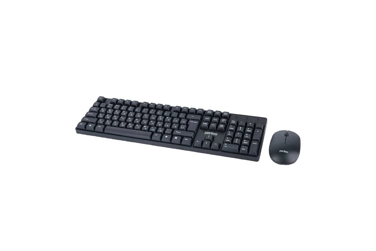 Комплект клавиатура+мышь беcпроводной Perfeo "NEAR", USB: клав-ра 104 кн. + мышь 3 кн., 1000 DPI, чёрн.