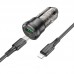 Автомобильное зарядное устройство АЗУ USB + USB-C + кабель Lightning BOROFONE BZ25 PD 38W + QC3.0 (черный прозрачный)