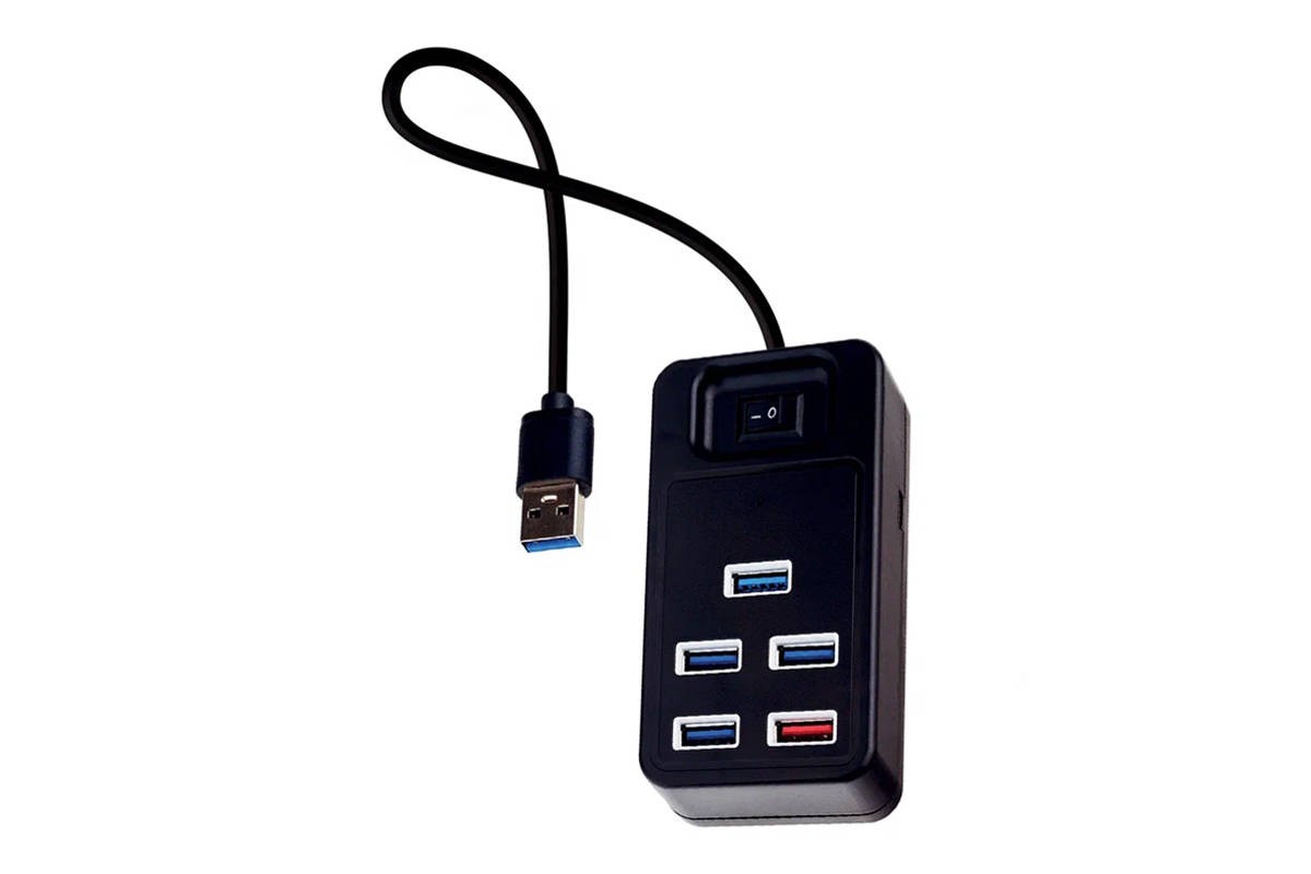 Разветвитель USB-HUB Perfeo PF-H051 1 Port 3.0+4 Port 2.0, чёрный