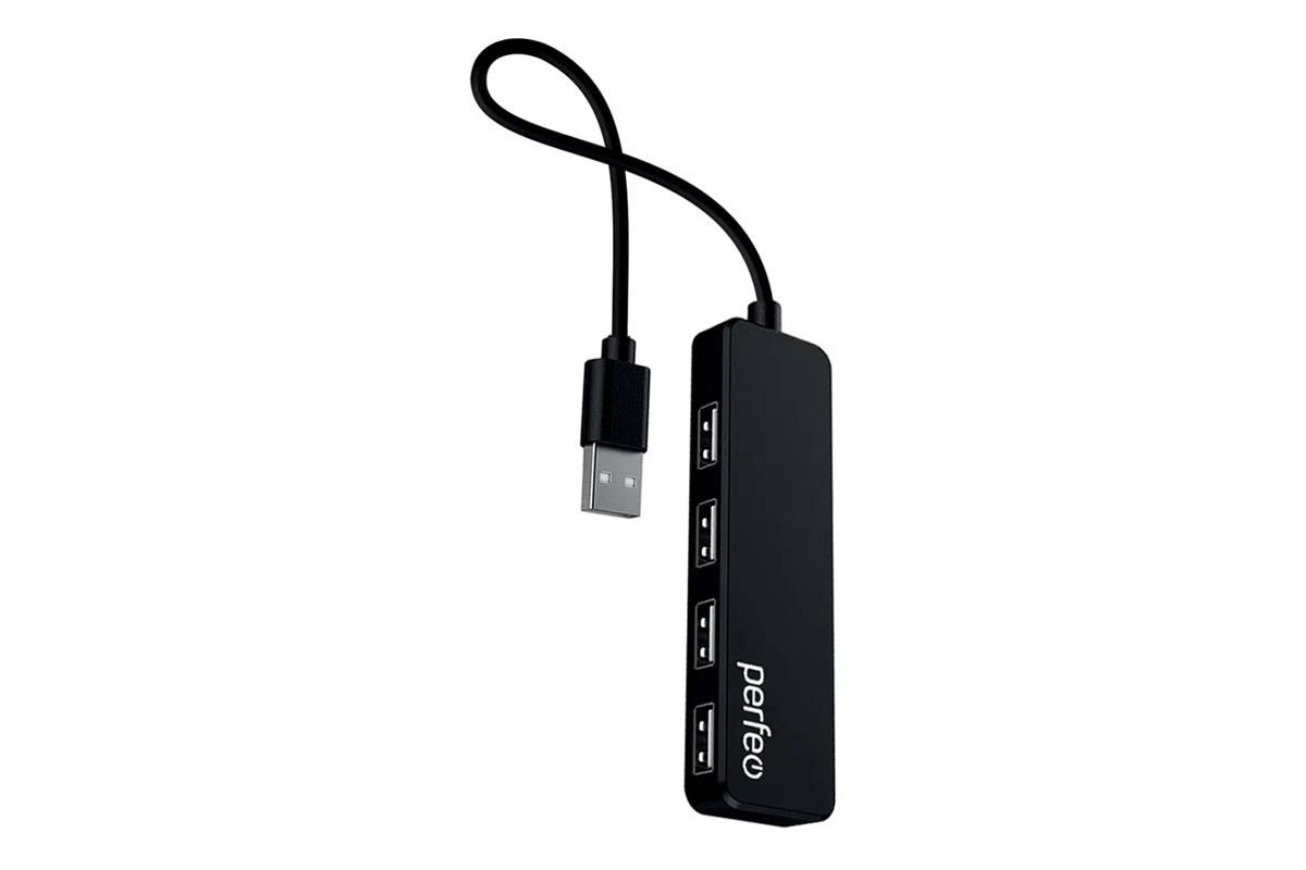 Разветвитель USB-HUB Perfeo PF-H042 4 Port, чёрный