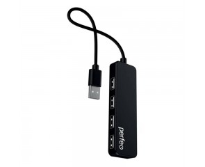 Разветвитель USB-HUB Perfeo PF-H042 4 Port, чёрный