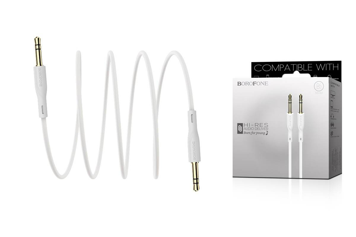 Кабель удлинитель BOROFONE BL1 AUX Audio cable 3.5 1 метр белый