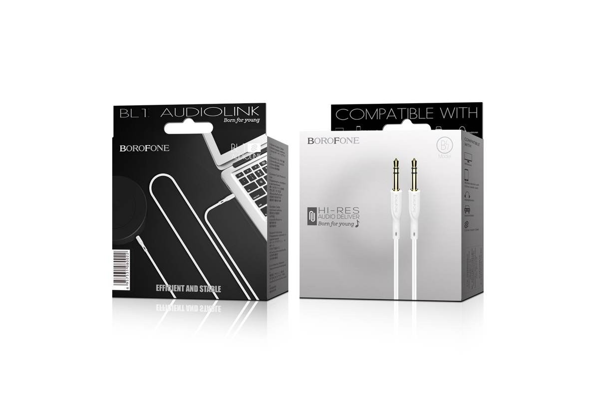Кабель удлинитель BOROFONE BL1 AUX Audio cable 3.5 1 метр белый