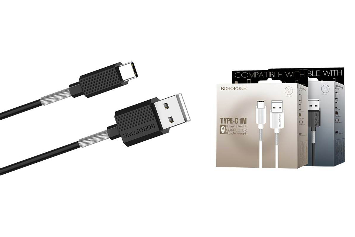 Кабель USB BOROFONE BX11 Type-C cable (черный) 1 метр