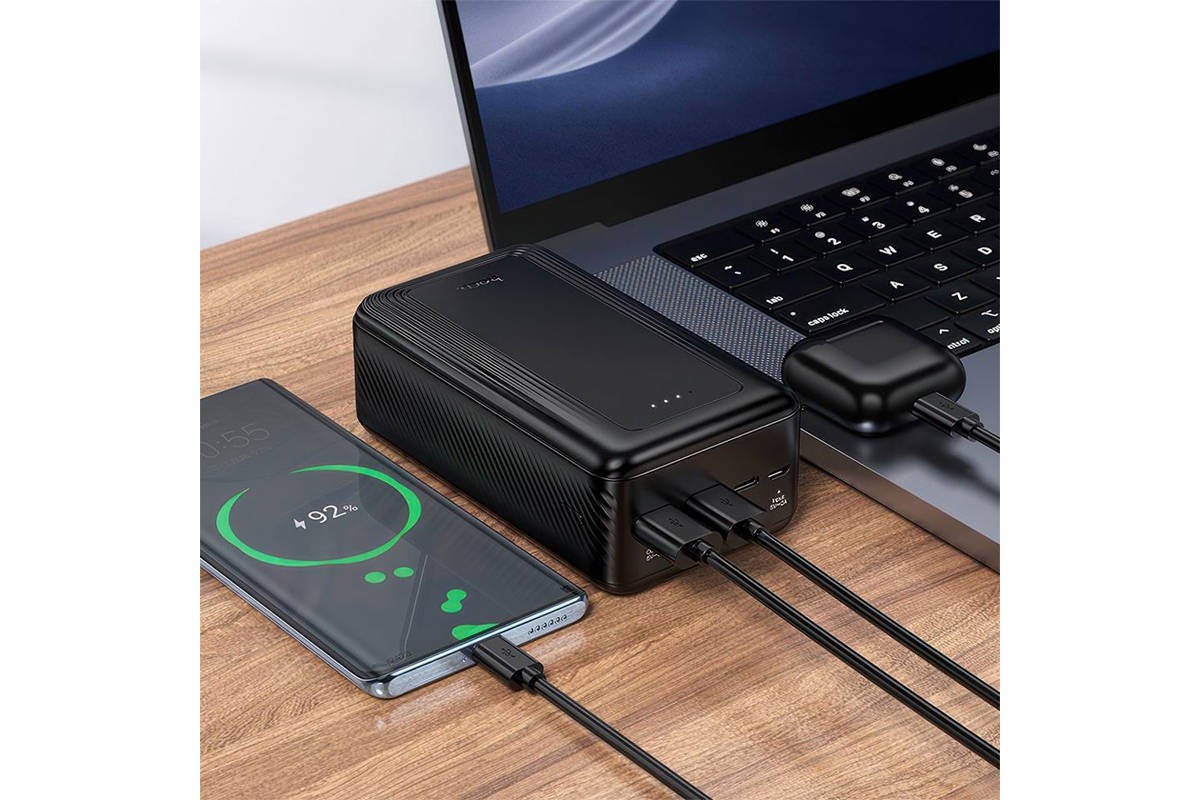 Универсальный дополнительный аккумулятор Power Bank HOCO J165B Honey (30000mAh) (черный)