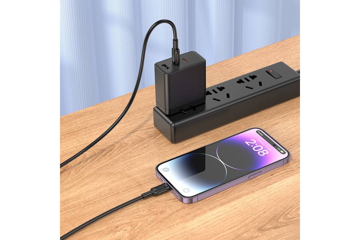 Кабель USB Type-C - Lightning BOROFONE BX111 (черный) 1м