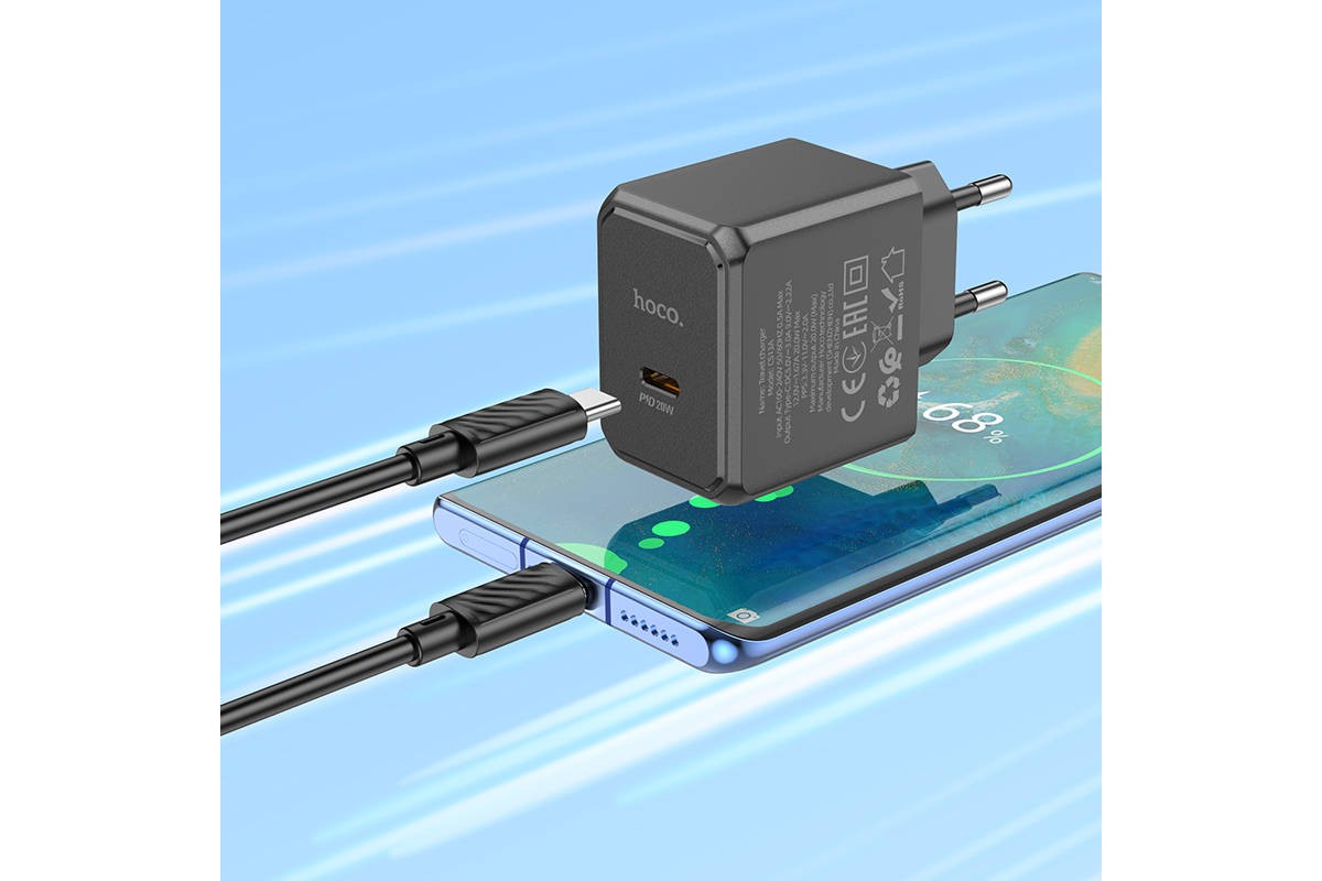 Сетевое зарядное устройство USB-C + кабель Type-C HOCO CS13A PD20W (белый)