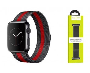 Ремешок для Apple Watch HOCO WA03 Ремешок из миланской стали серии Simple beauty (38-41 мм, черно-красный)