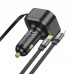 Автомобильное зарядное устройство АЗУ USB-С + универсальный телескопический кабель Type-C /Lightning HOCO NZ13 PD30W (черный)
