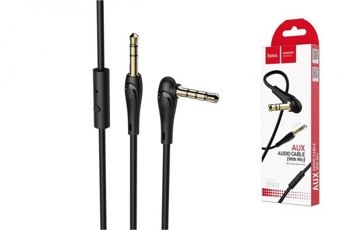 HOCO UPA15 AUX Audio cable 3.5 1 метр черный с микрофоном