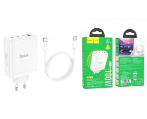 Сетевое зарядное устройство 4USB-C HOCO N31 PD100W+QC3.0 (белый) + кабель Type-C-Type-C
