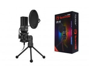 Микрофон для ПК игровой MARVO MIC-03, проводной, 1.5 метра, USB, чёрный