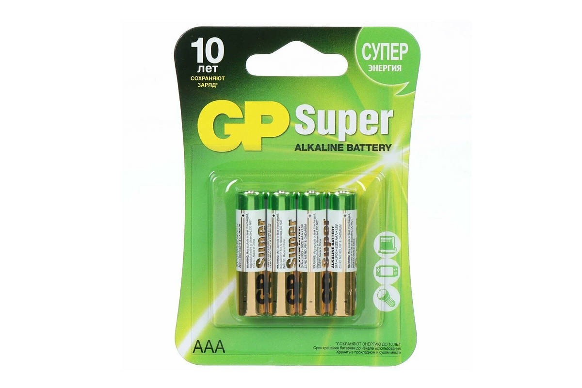 Батарейка алкалиновая GP LR03 Super BL4/ААА упаковка блистер цена за 4 шт