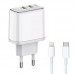 LDNIO A2528M/ Сетевое ЗУ MFI + Кабель MFI PD-L/ для iPhone 14/ 2 USB Type-C/  Выход 35W/ White