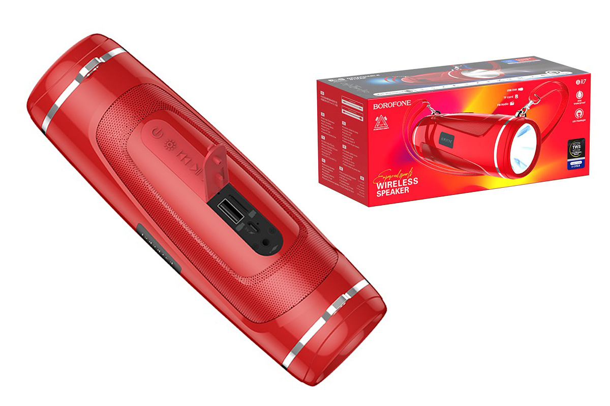 Портативная беспроводная акустика BOROFONE BR7 Empyreal sports wireless speaker  цвет красный