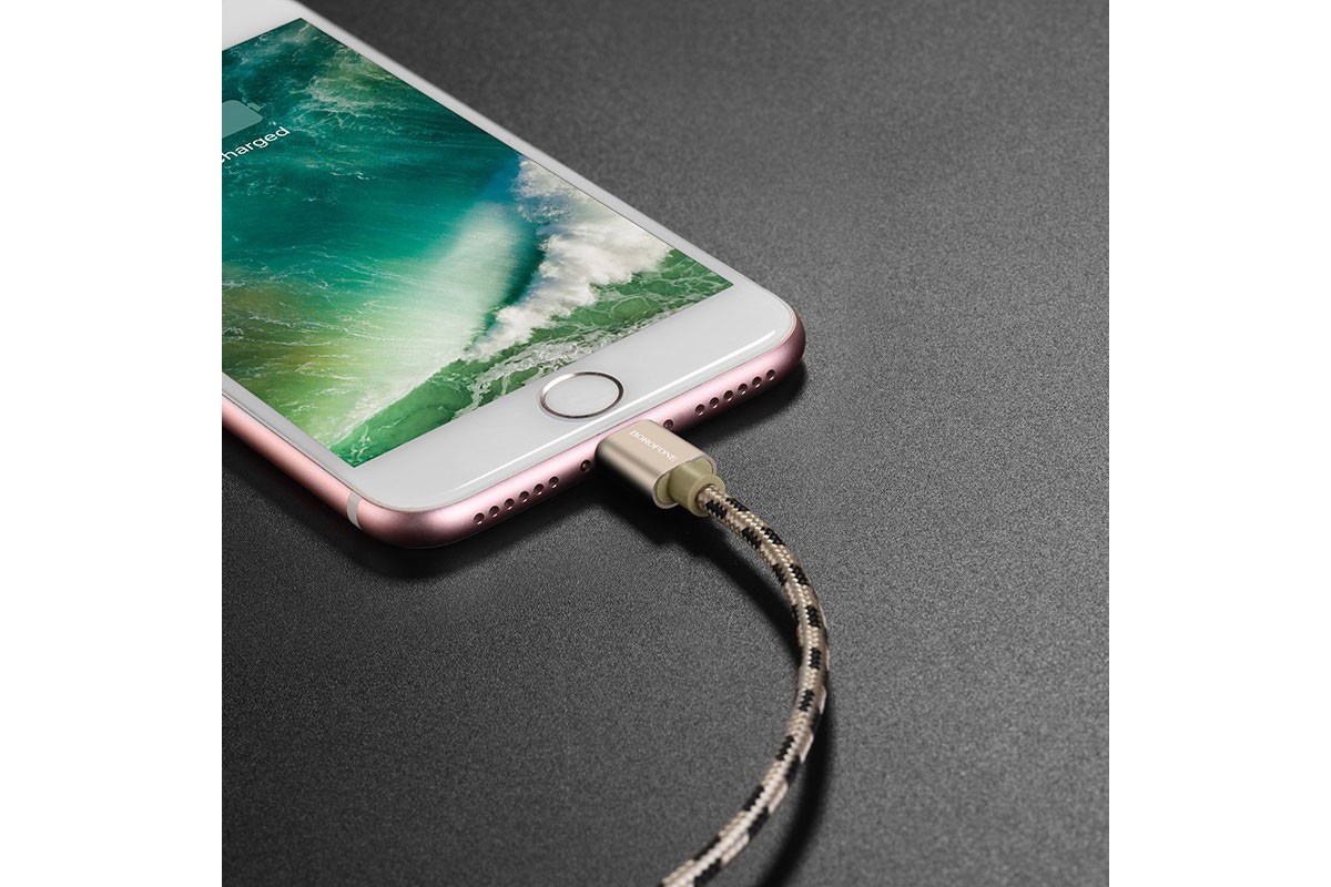Кабель для iPhone BOROFONE BX24 Ring current charging data cable for Lightning 1м золотой
