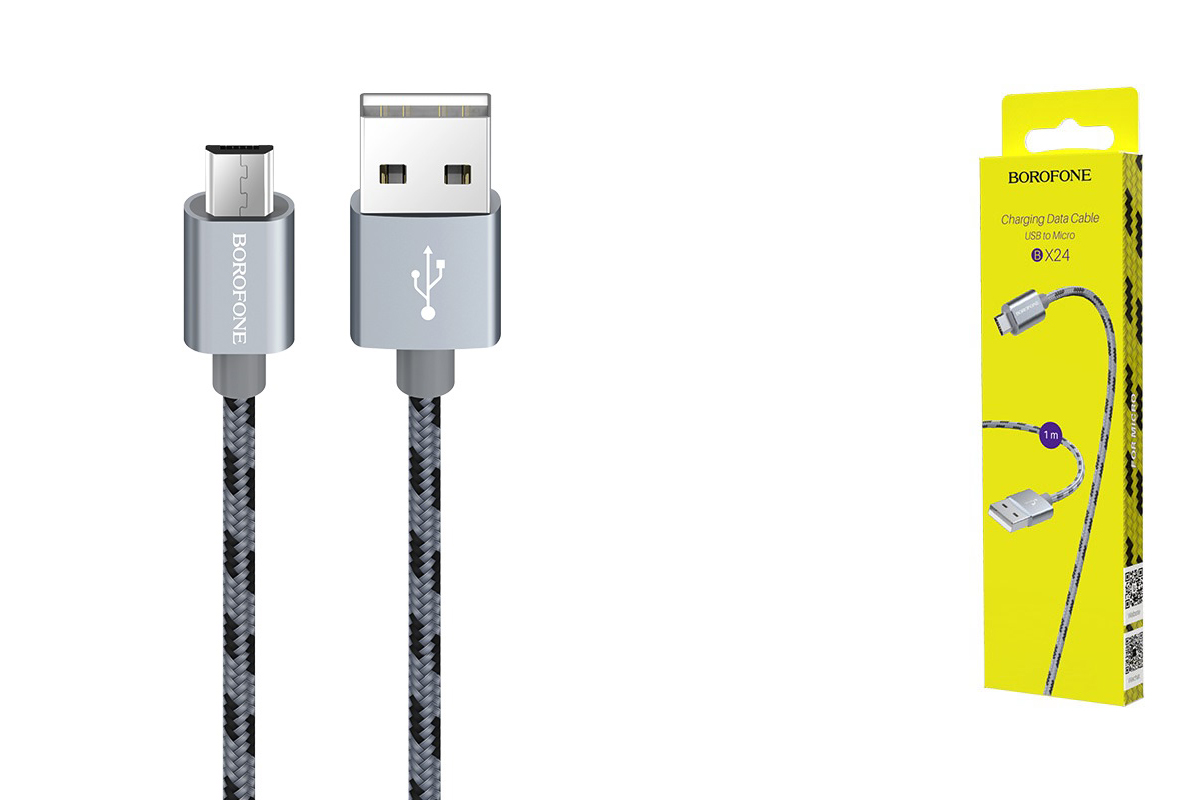 Кабель USB micro USB BOROFONE BX24 Ring current charging data cable  (серый) 1 метр